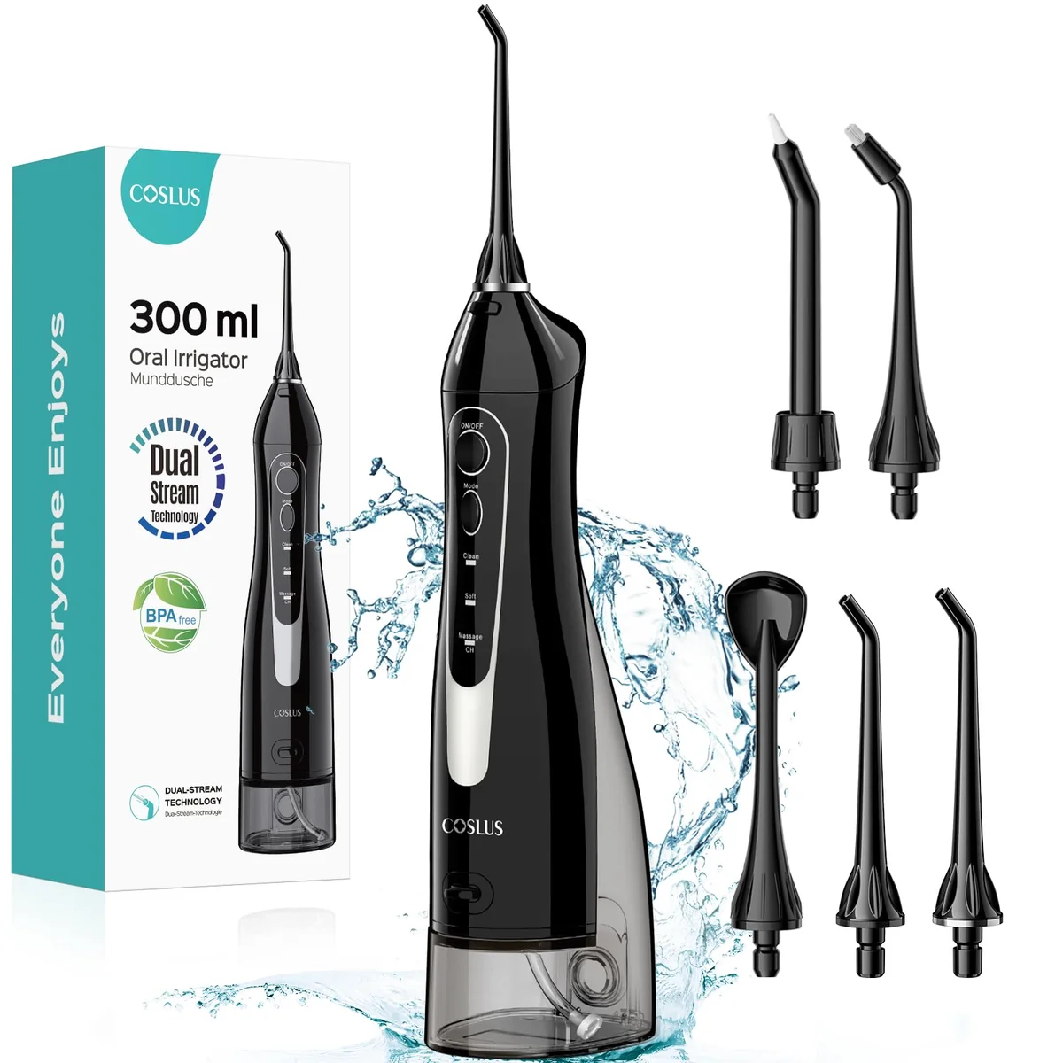 COSLUS Water Dental Flosser Teeth Pick: Portable Cordless Oral Irrigator 300ML Rechargeable Travel I Review