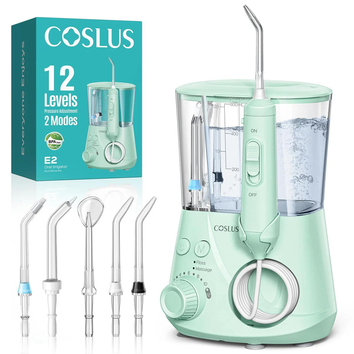 COSLUS Excellent Water Flosser for Teeth Cleaning: 12 Pressure Settings & 2 Modes for Orthodontic Review